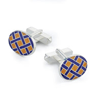 Weave Sterling Silver Cufflinks In Yellow