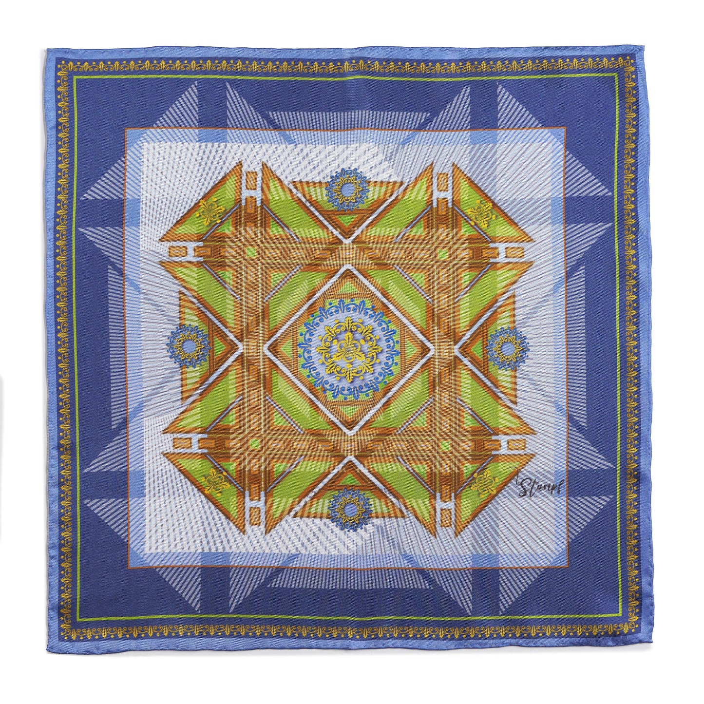 Edinburgh Saltire Waverley Blue Pocket Square