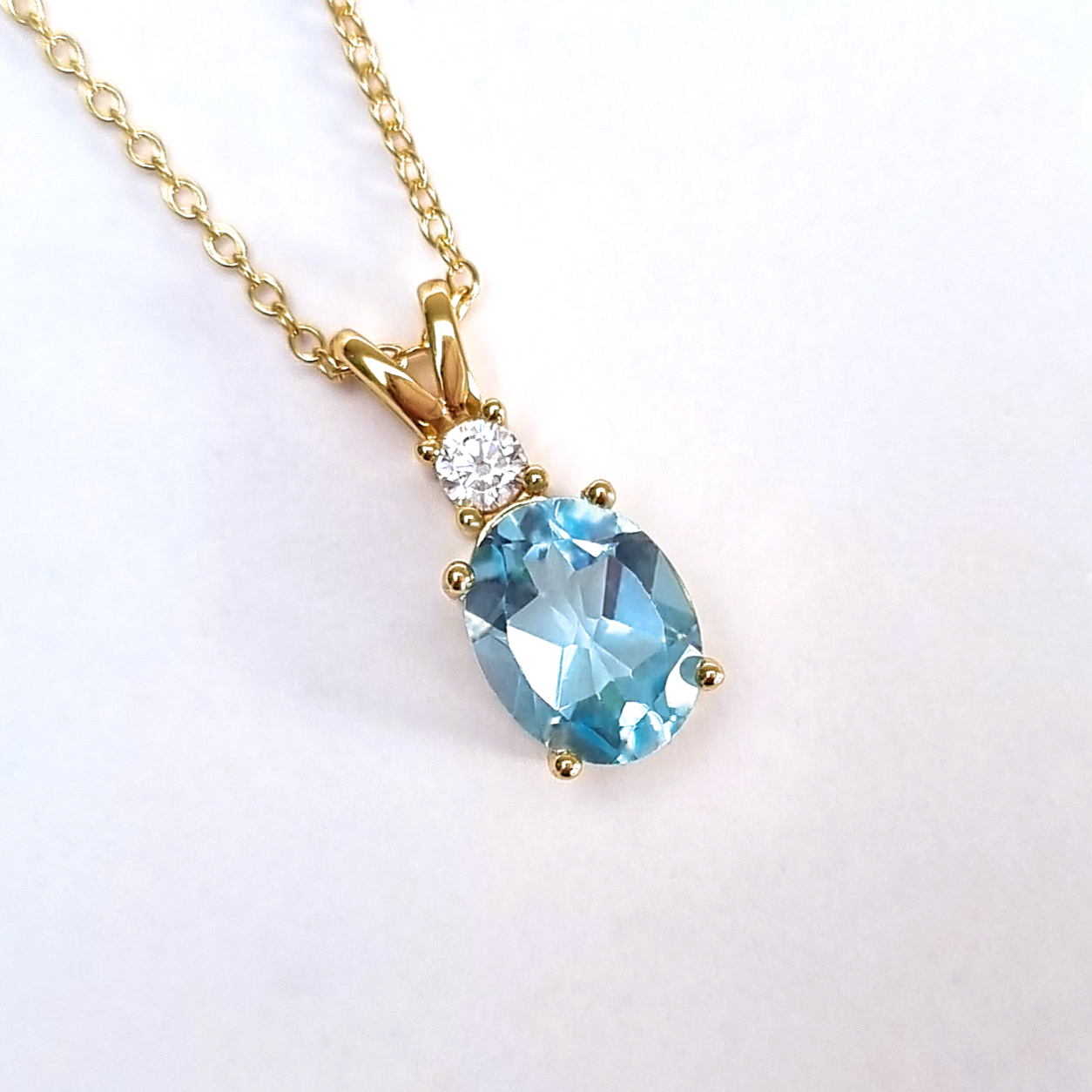 Blue Topaz Pendant Necklace in 18k Gold Vermeil - SJR London Timepiece
