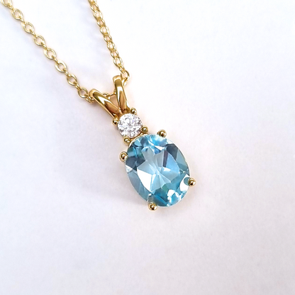 Blue Topaz Pendant Necklace in 18k Gold Vermeil - SJR London Timepiece