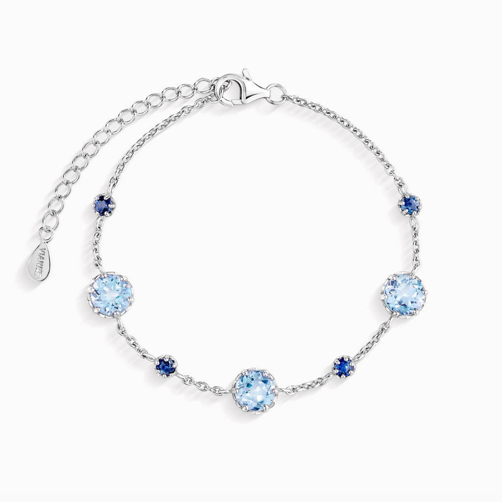 Bracelet saphir bleu et topaze bleue en argent sterling