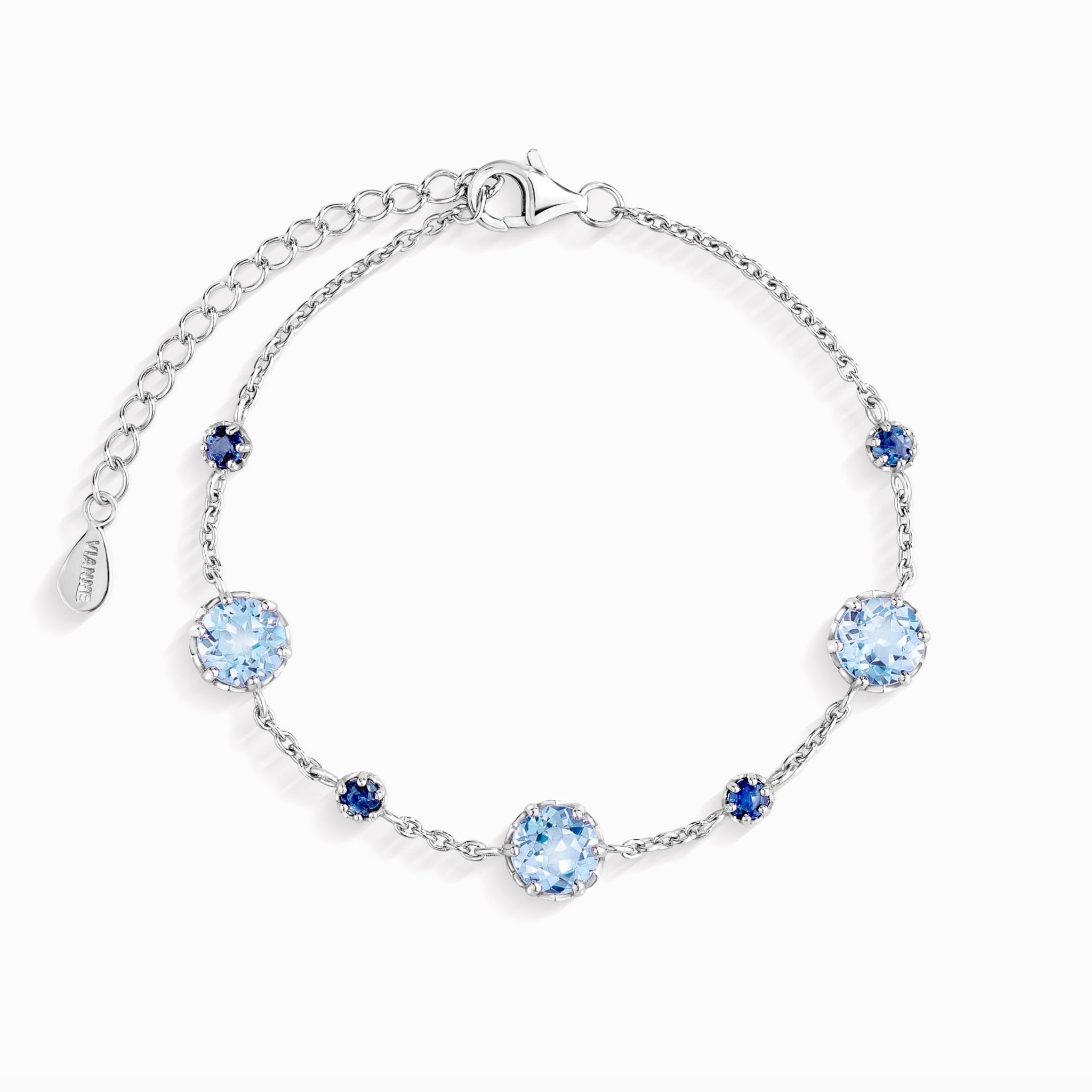 Bracelet saphir bleu et topaze bleue en argent sterling