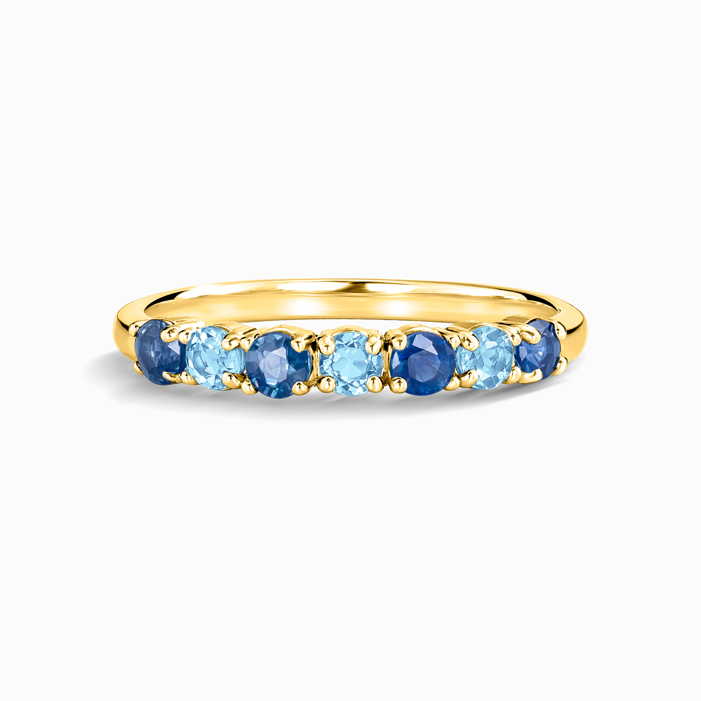 Blue Sapphire & Blue Topaz Half Eternity Band in 18K Gold Vermeil - SJR London Timepiece