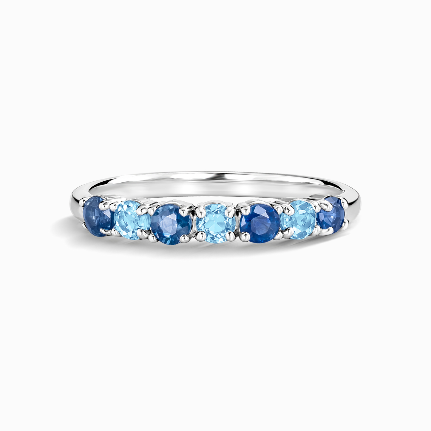 Blue Sapphire & Blue Topaz Half Eternity Band in Sterling Silver - SJR London Timepiece