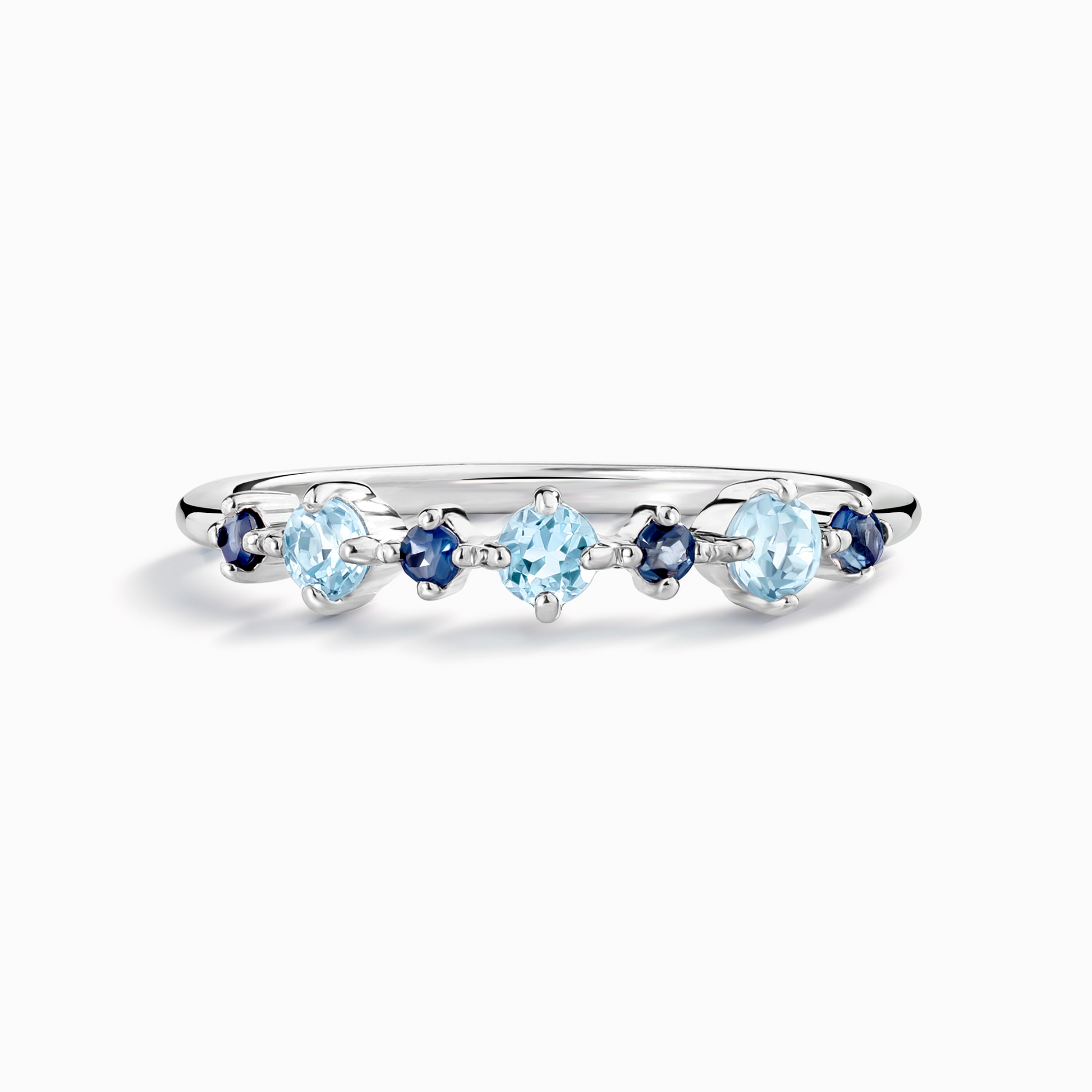 Blue Sapphire & Blue Topaz Stackable Half Eternity Band in Sterling Silver - SJR London Timepiece