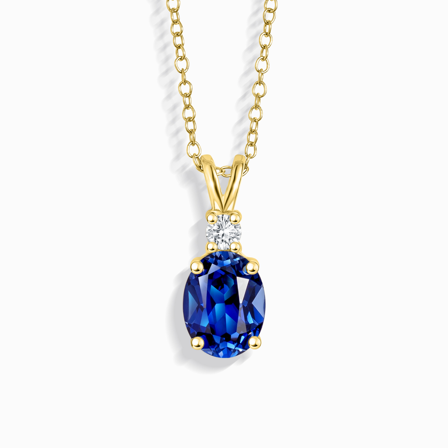Blue Sapphire Pendant Necklace in 18k Gold Vermeil - SJR London Timepiece
