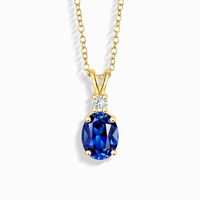 Blue Sapphire Pendant Necklace in 18k Gold Vermeil - SJR London Timepiece