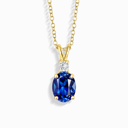 Blue Sapphire Pendant Necklace in 18k Gold Vermeil - SJR London Timepiece