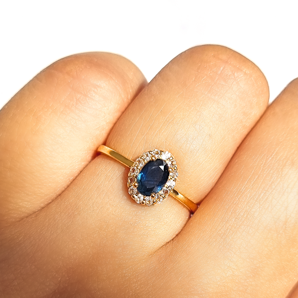 Bague Saphir Bleu en Vermeil Or 18 carats