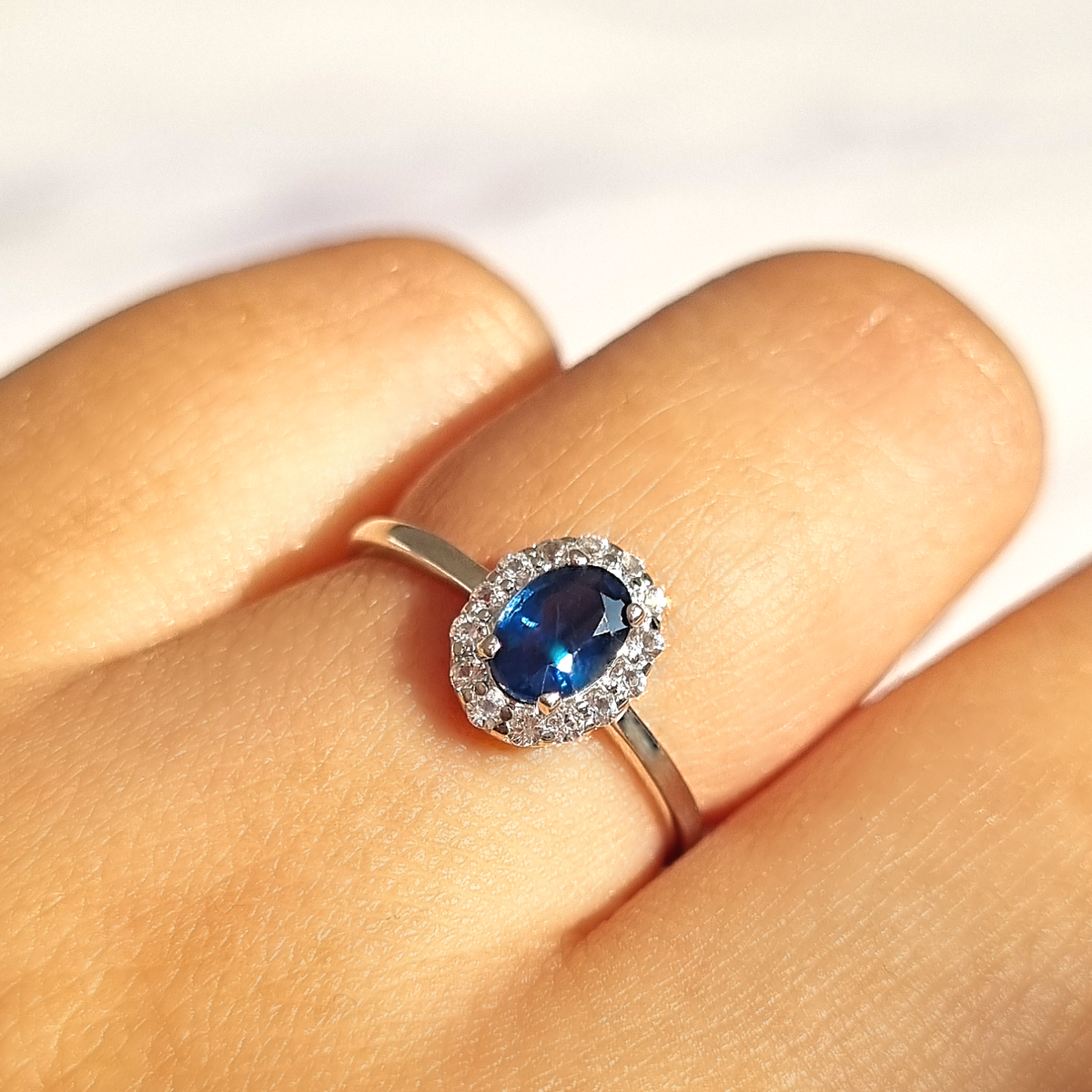 Bague Saphir Bleu en Argent Sterling