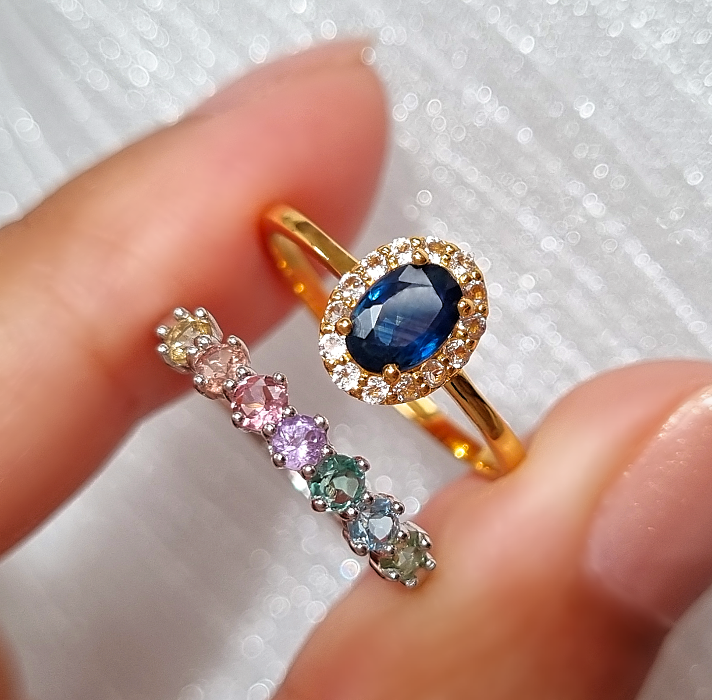 Blue Sapphire Ring in 18k Gold Vermeil - SJR London Timepiece