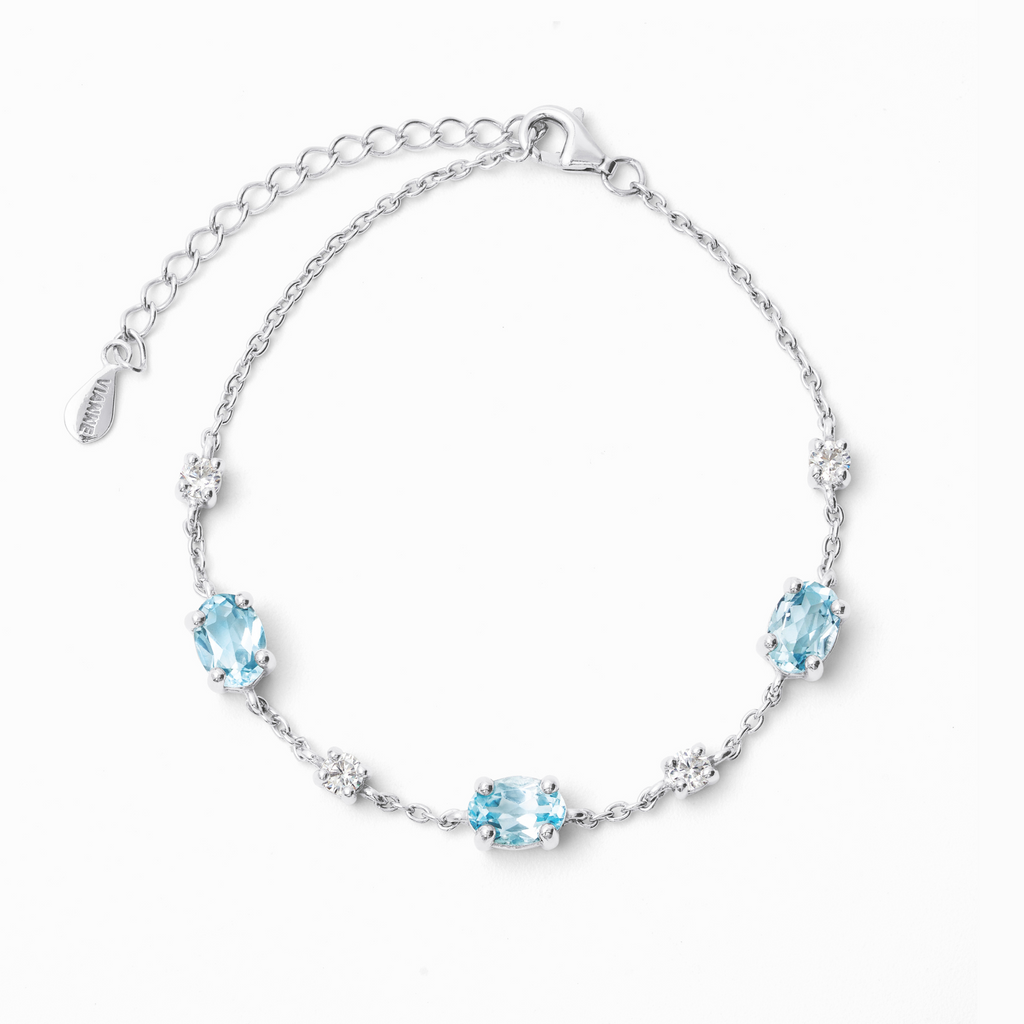 Bracelet en topaze bleue et argent sterling