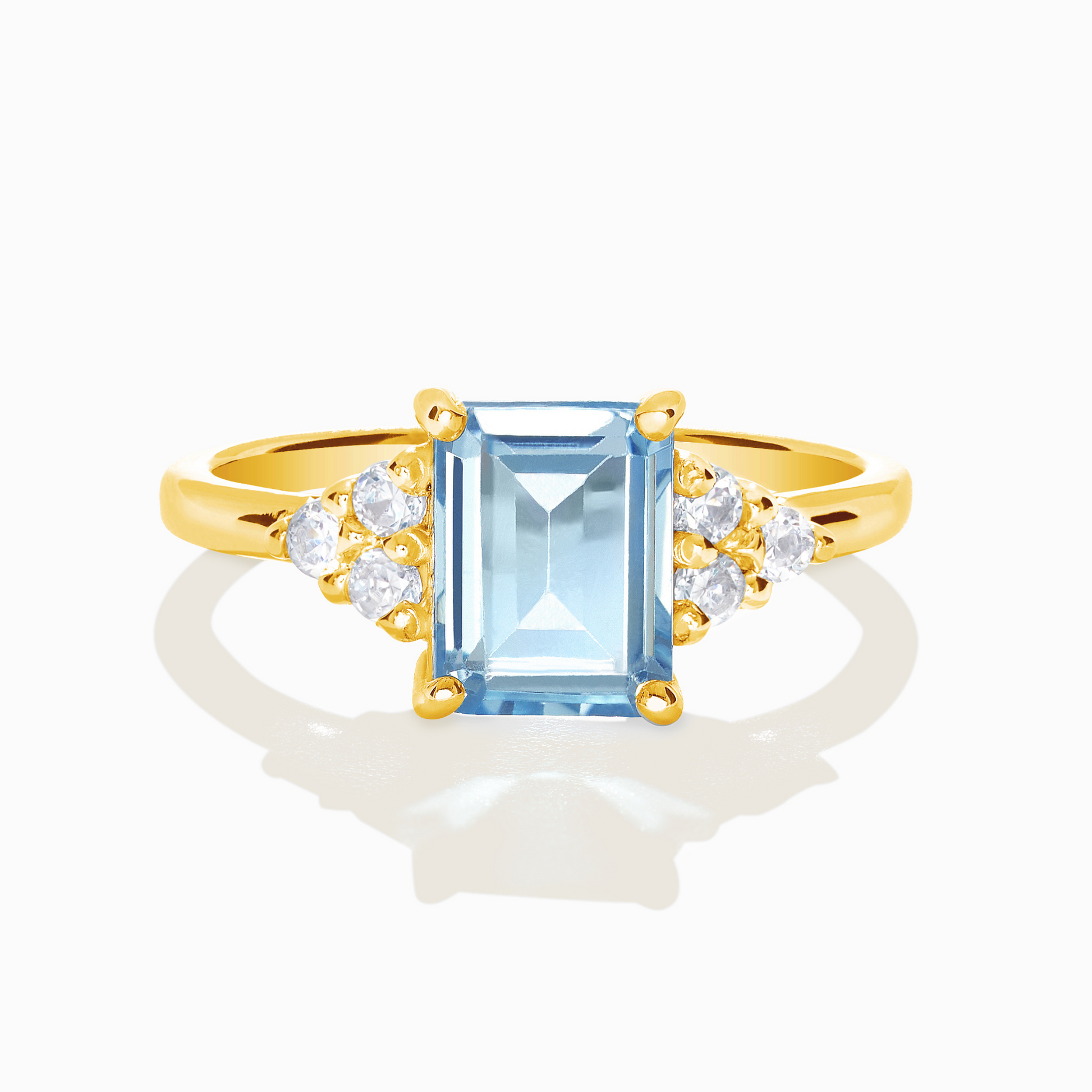 Blue Topaz Emerald Cut Ring in 18k Gold Vermeil - SJR London Timepiece
