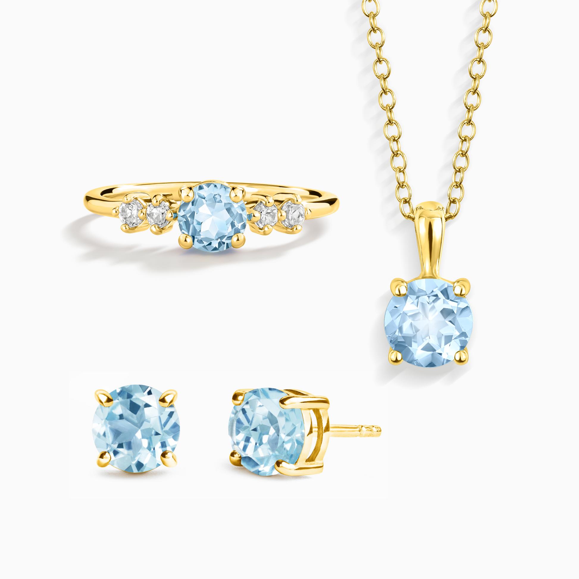 Blue Topaz Everyday Jewellery Gift Set in 18k Gold Vermeil - SJR London Timepiece