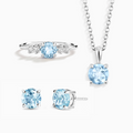 Parure de bijoux de tous les jours en topaze bleue et argent sterling