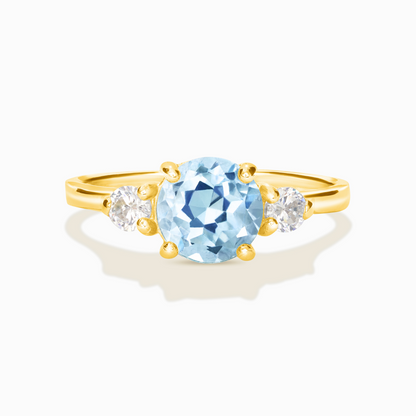 Blue Topaz Three Stone Ring in 18k Gold Vermeil - SJR London Timepiece