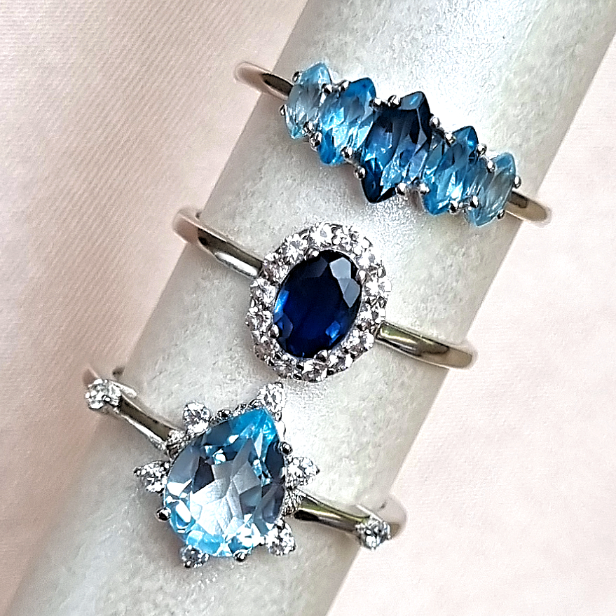 Ombre Blue Topaz Ring in Sterling Silver - SJR London Timepiece