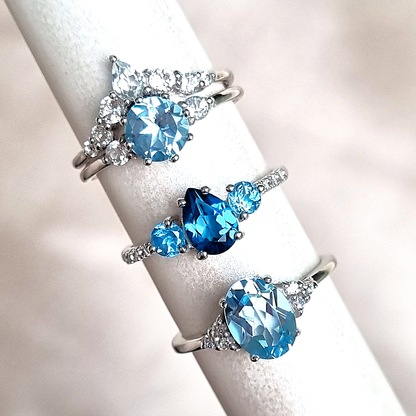 London Blue and Swiss Blue Topaz Ring in 18k Gold Vermeil - SJR London Timepiece
