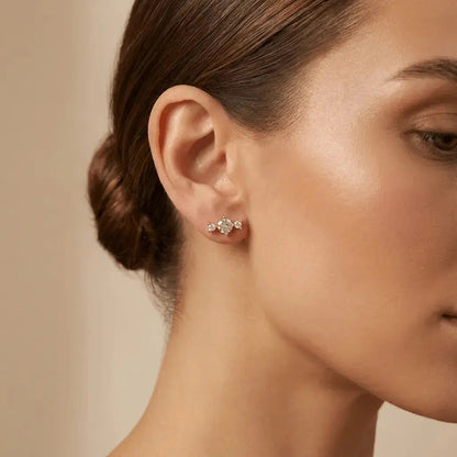 Solid Gold Earrings – Blush Radiance Trio – 14ct Gold