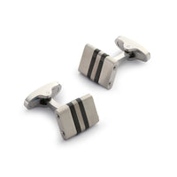 Stratos Cufflinks in Steel & Onyx