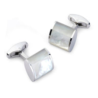 Neo Mother Of Pearl Cufflinks In Silver