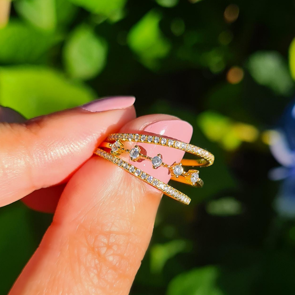Celeste Stacking Ring Set in Gold - SJR London Timepiece