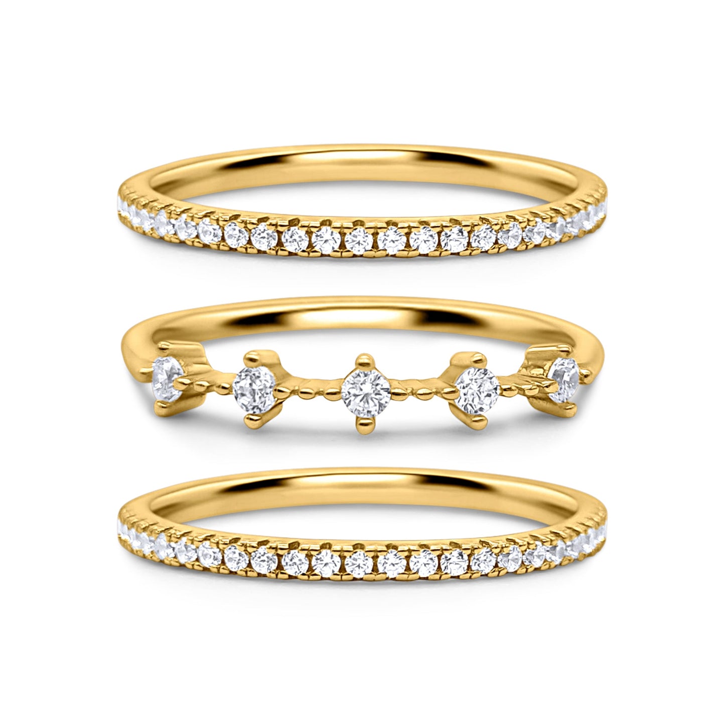Celeste Stacking Ring Set in Gold - SJR London Timepiece