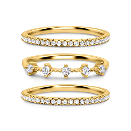 Celeste Stacking Ring Set in Gold - SJR London Timepiece