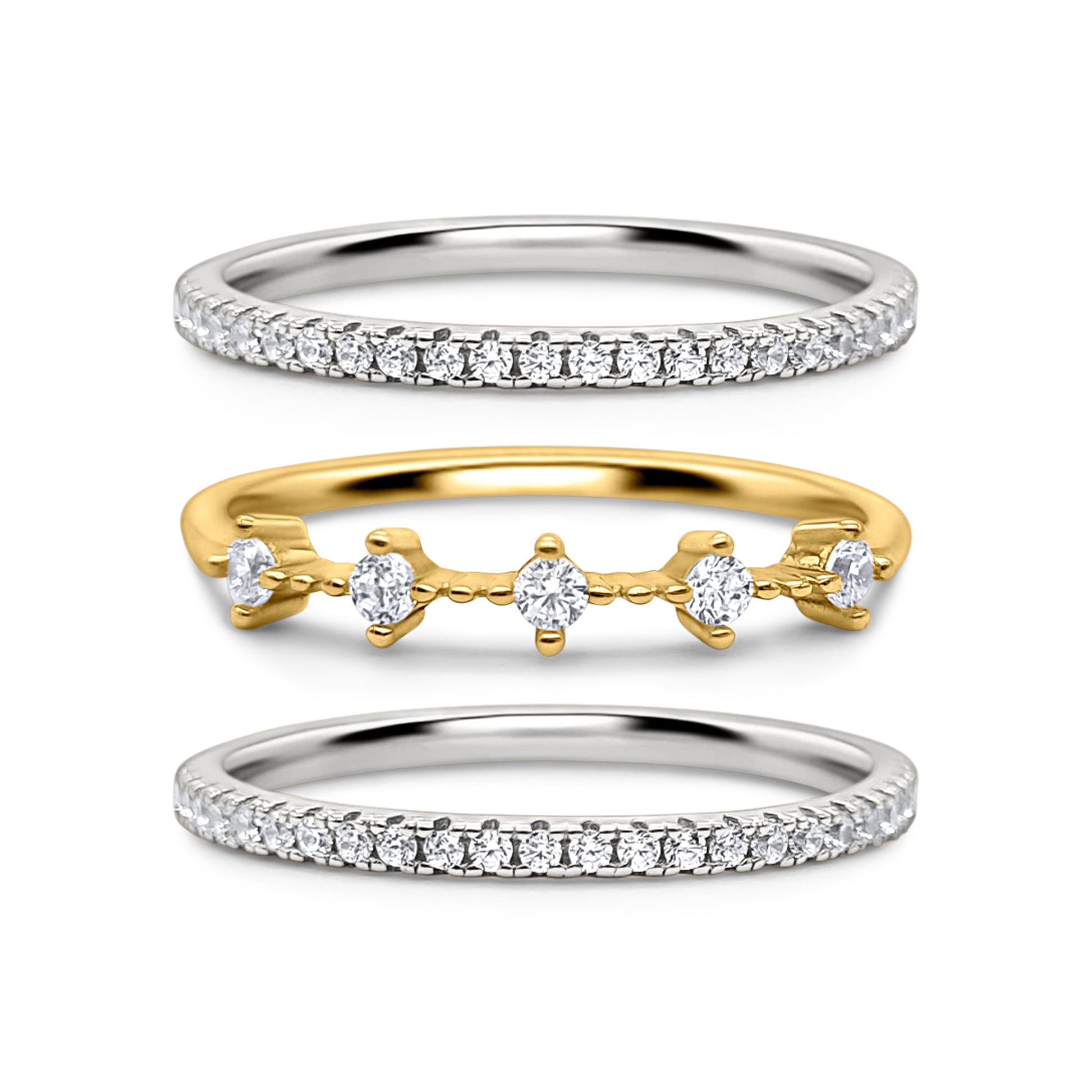 Celeste Stacking Ring Set (Silver & Gold) - SJR London Timepiece