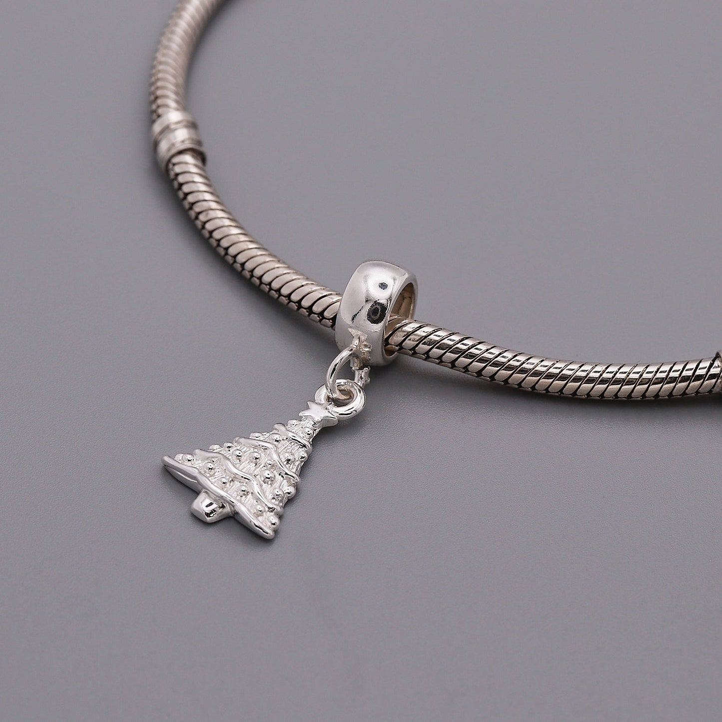 Christmas Tree Personalised Silver Charm