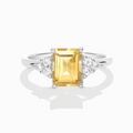 Bague Citrine taille émeraude en argent sterling