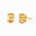Boucles d'oreilles clous ovales citrine en vermeil d'or 18 carats