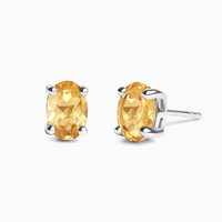 Citrine Oval Stud Earrings in Sterling Silver - SJR London Timepiece