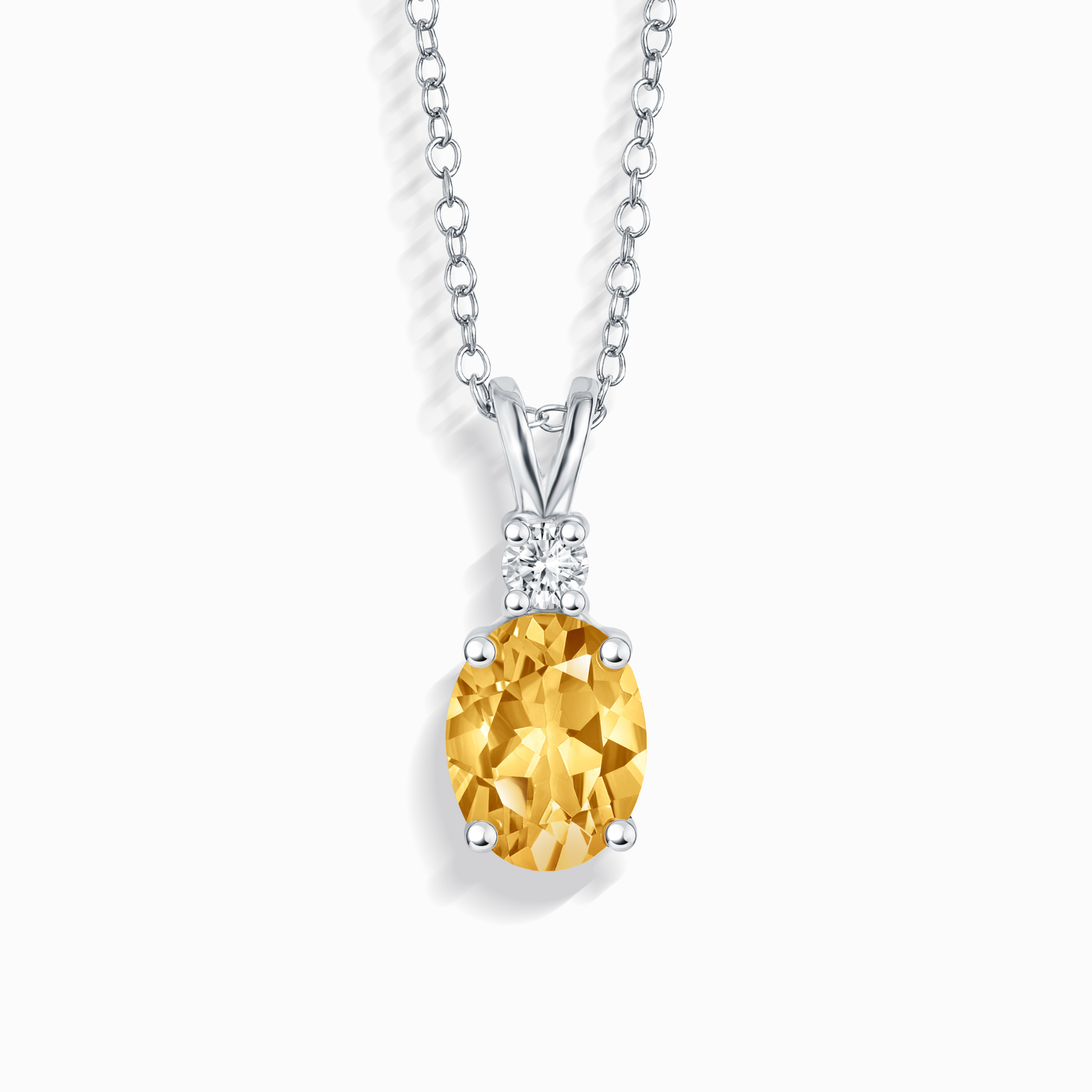 Citrine Pendant Necklace in Sterling Silver - SJR London Timepiece