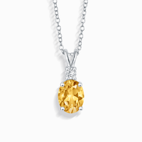 Citrine Pendant Necklace in Sterling Silver - SJR London Timepiece