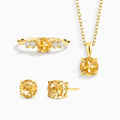 Parure de bijoux de tous les jours en Citrine plaqué or 18 carats