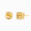Boucles d'oreilles clous rondes citrine 6 mm en vermeil d'or 18 carats
