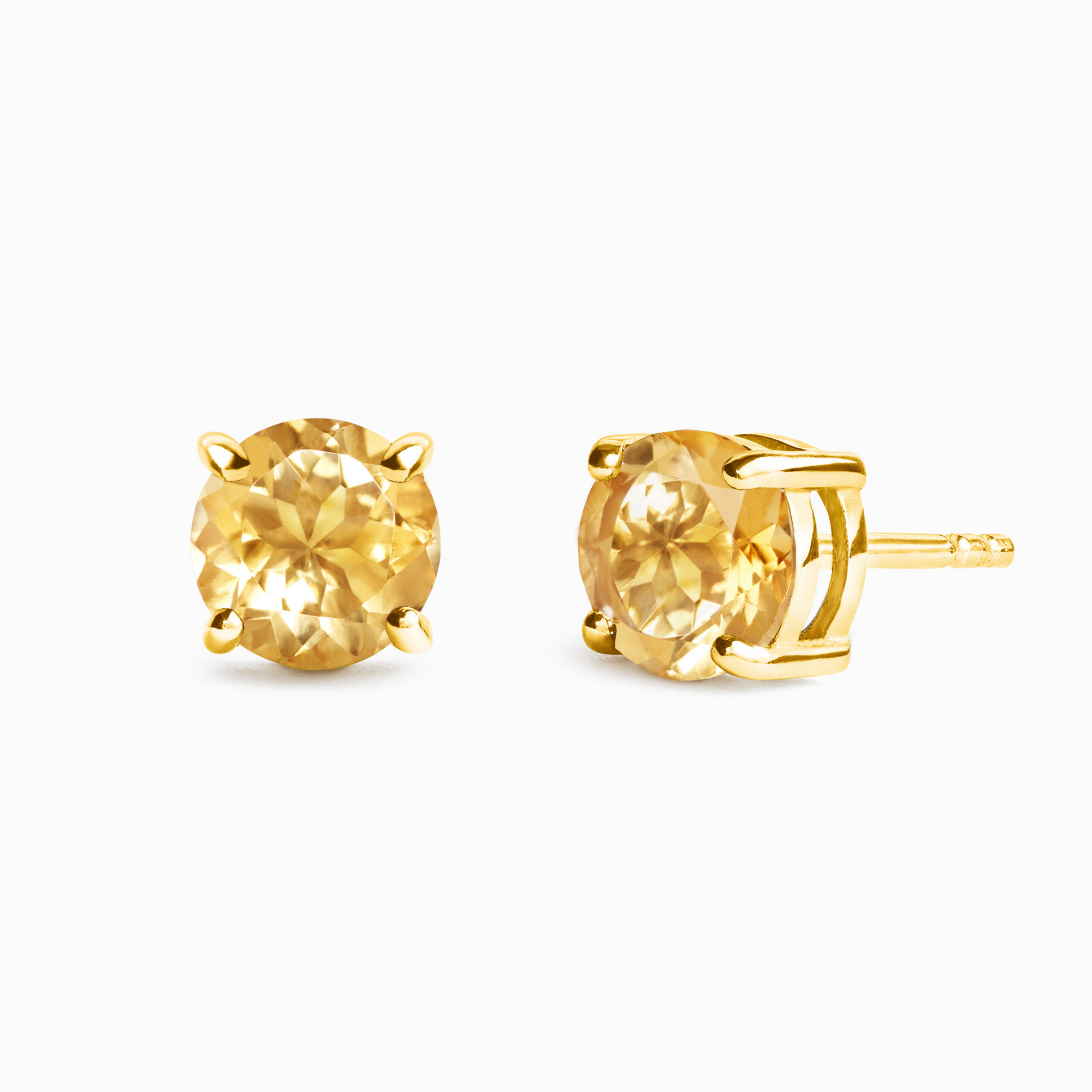 Citrine Round Stud Earrings 6 mm in 18k Gold Vermeil - SJR London Timepiece