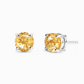 Puces d'oreilles rondes citrine 6 mm en argent sterling