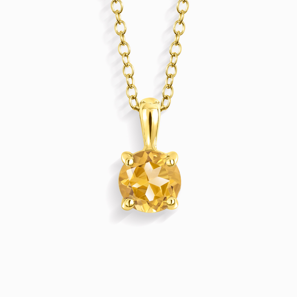 Collier pendentif solitaire citrine en vermeil 18 carats