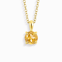 Citrine Solitaire Pendant Necklace in 18k Gold Vermeil - SJR London Timepiece
