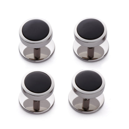 Onyx Dress Studs In Silver