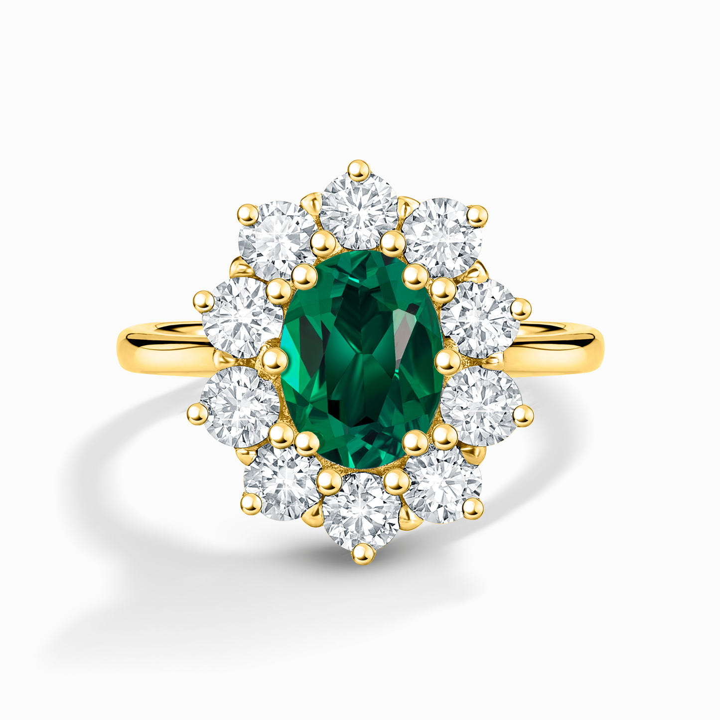 Emerald Halo Engagement Ring in 18k Gold Vermeil - SJR London Timepiece