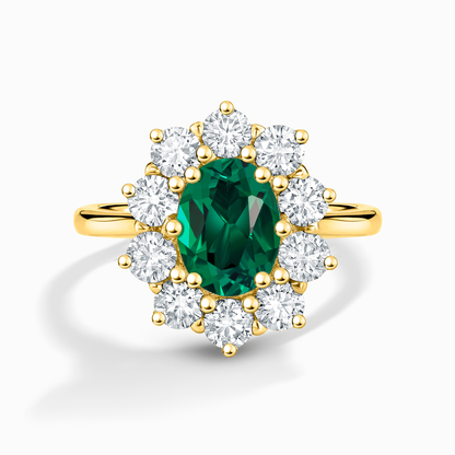 Emerald Halo Engagement Ring in 18k Gold Vermeil - SJR London Timepiece