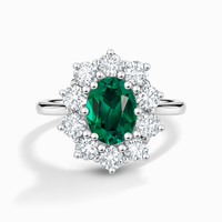 Emerald Halo Engagement Ring in Sterling Silver - SJR London Timepiece