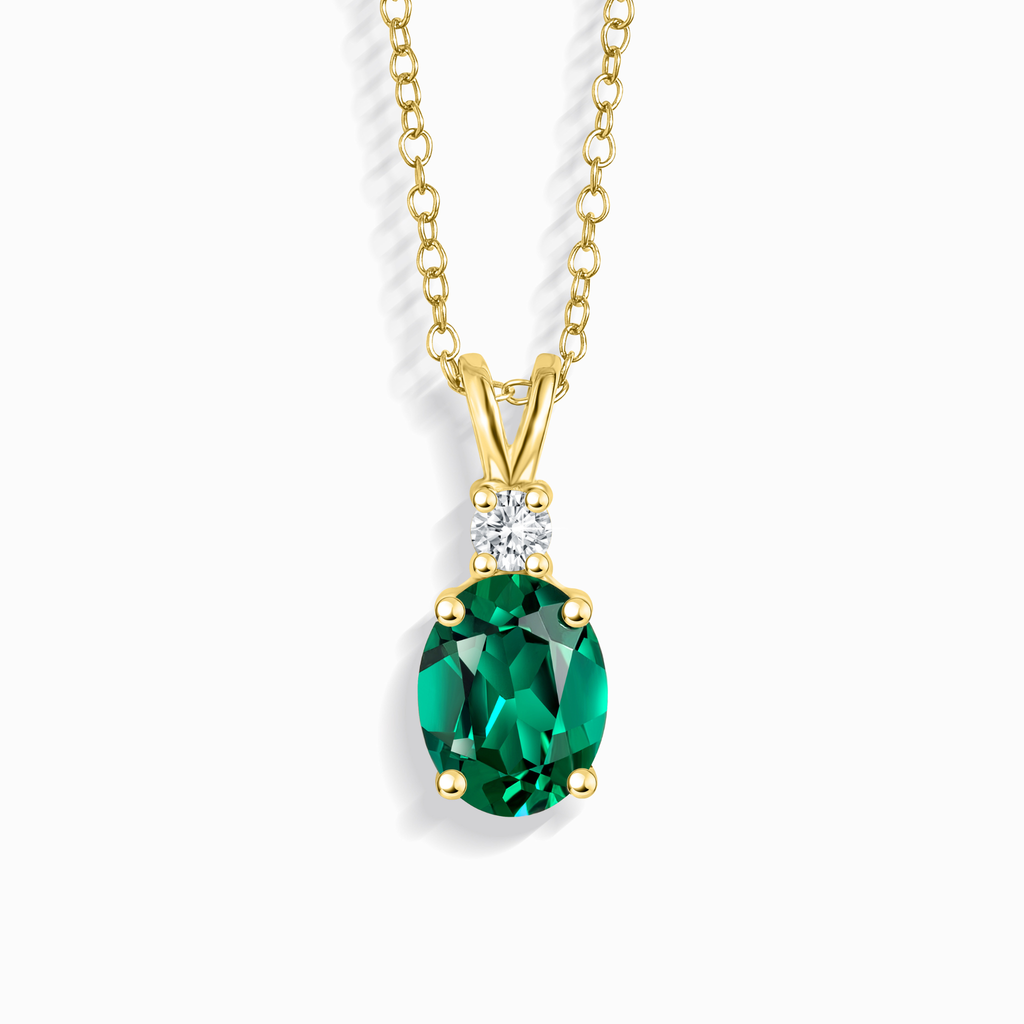 Collier pendentif émeraude en vermeil d'or 18 carats