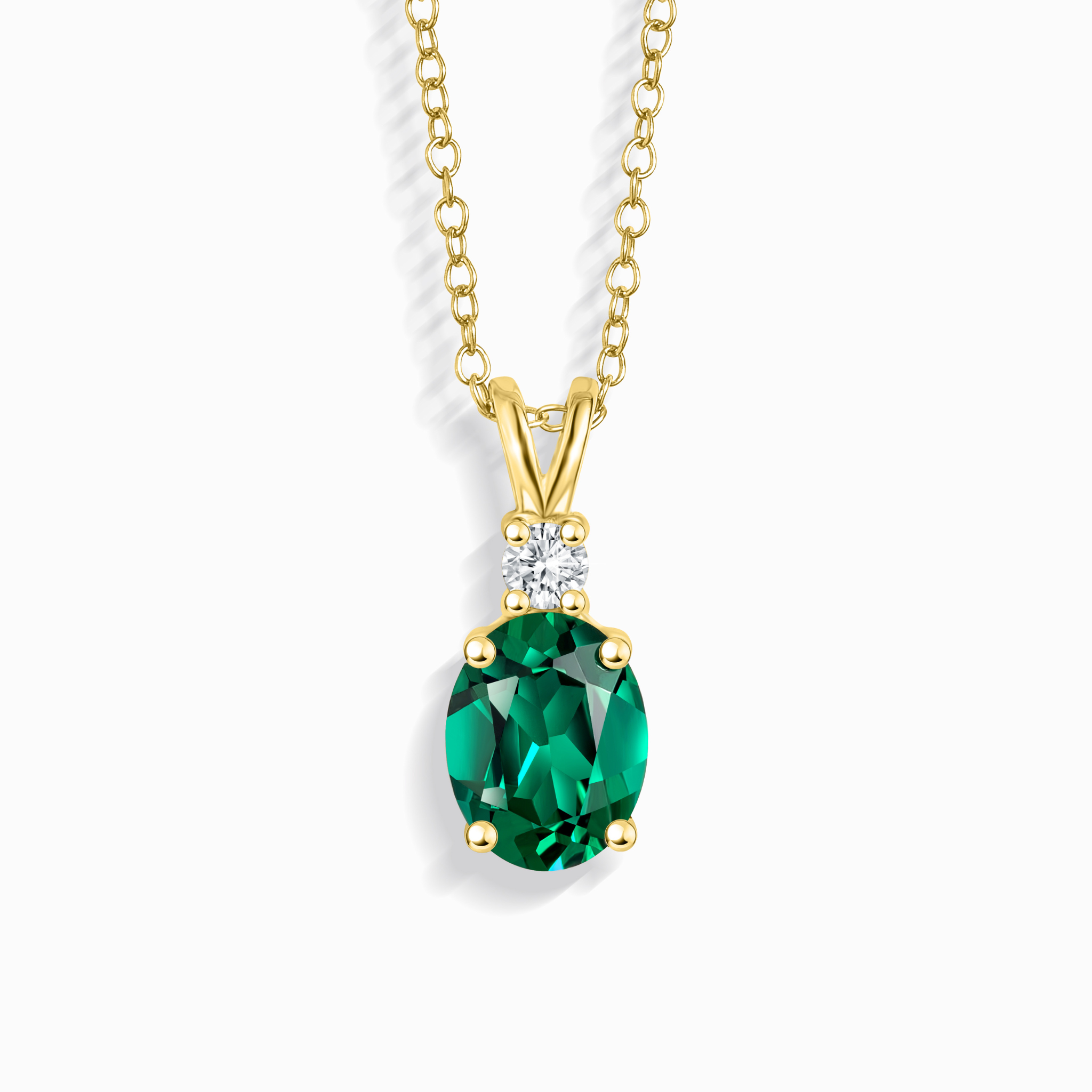 Collier pendentif émeraude en vermeil d'or 18 carats