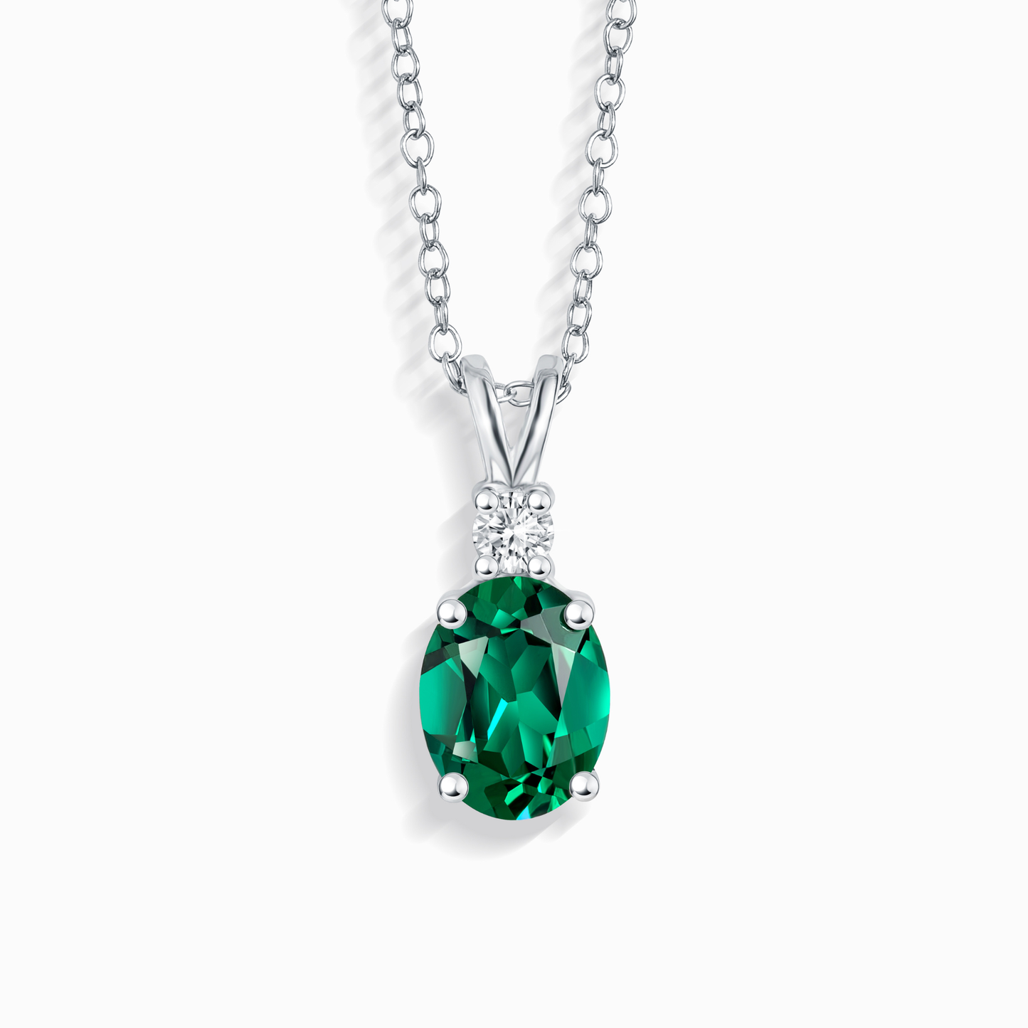Emerald Pendant Necklace in Sterling Silver - SJR London Timepiece
