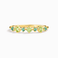 Alliance empilable demi-éternité Émeraude et Péridot en vermeil d'or 18 carats
