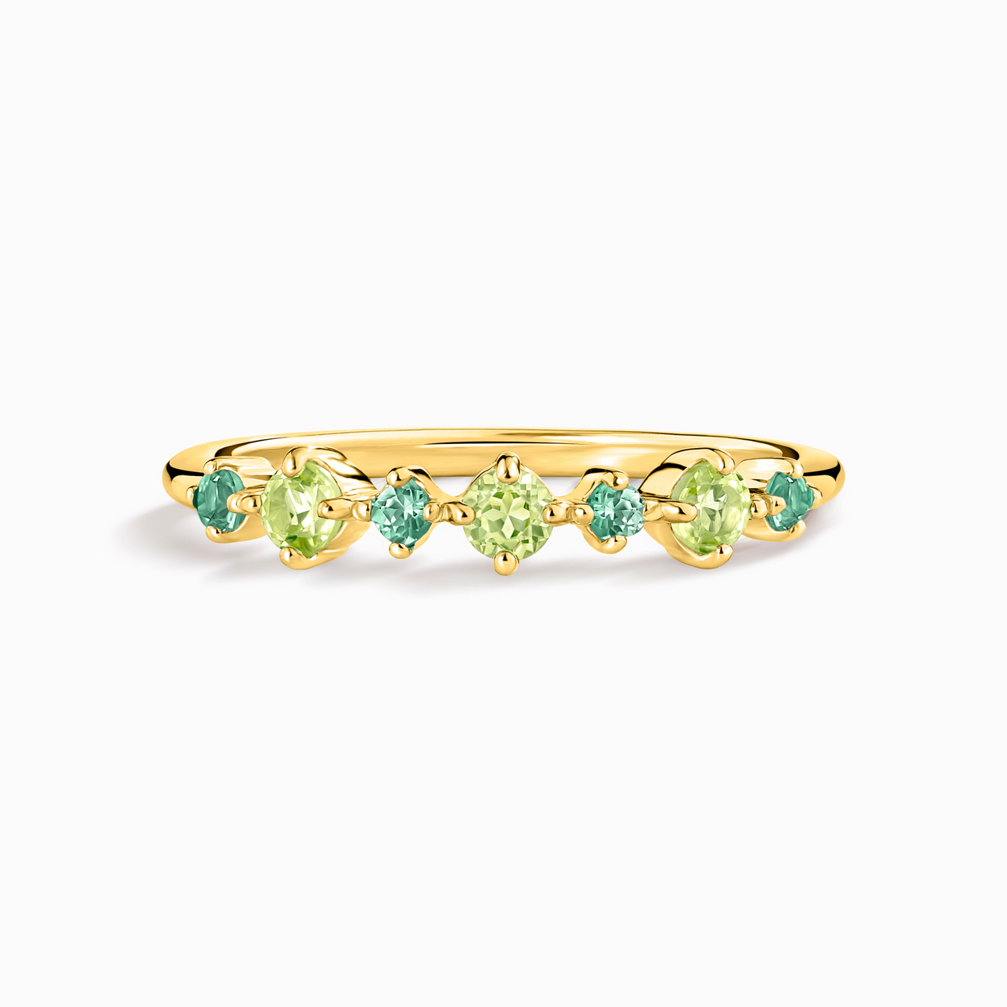 Emerald & Peridot Stackable Half Eternity Band in 18K Gold Vermeil - SJR London Timepiece